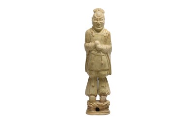 Lot 233 - A RARE CHINESE STRAW GLAZED FIGURE OF AN OFFICIAL.