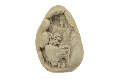 Lot 535 - A CHINESE PALE CELADON JADE BOULDER.