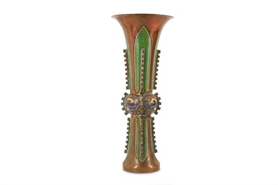 Lot 221 - A CHINESE CLOISONNÉ ENAMEL VASE, GU.