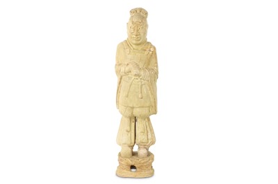 Lot 473 - A RARE CHINESE STRAW GLAZED FIGURE OF AN OFFICIAL.