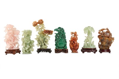 Lot 360 - SEVEN CHINESE HARDSTONE CARVINGS.