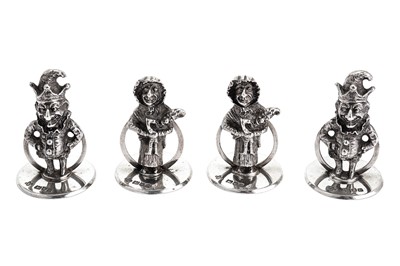 Lot 173 - A SET OF FOUR GEORGE V STERLING SILVER NOVELTY...