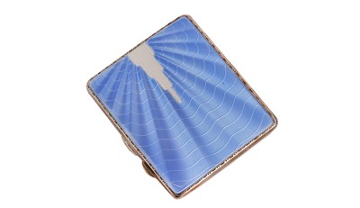 Lot 24A - An Edward VIII sterling silver and guilloche enamel Art Deco cigarette case
