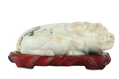 Lot 503 - A CHINESE HARDSTONE CARVING OF A BUFFALO