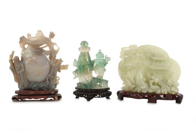 Lot 356 - THREE CHINESE HARDSTONE CARVINGS.