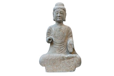 Lot 403 - A CHINESE STONE FIGURE OF A BUDDHA.