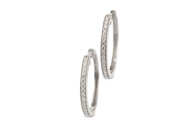 Lot 1 - A pair of diamond earhoops