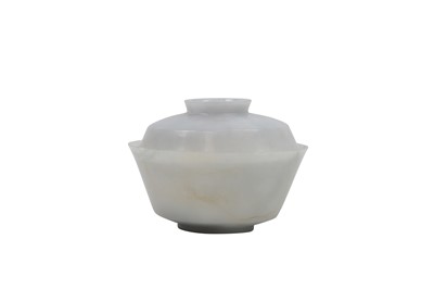 Lot 577 - A CHINESE JADEITE BOWL AND COVER.
