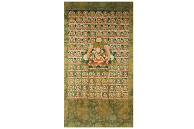 Lot 390 - A LARGE TIBETAN THANGKA OF VAJRASATTVA WITH CONSORT.