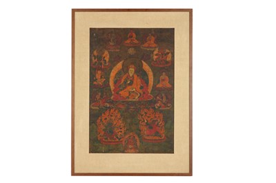 Lot 405 - A TIBETAN THANGKA OF PADMASAMBHAVA.