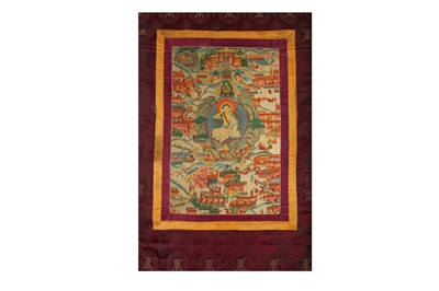 Lot 401 - A TIBETAN THANGKA OF MILAREPA.