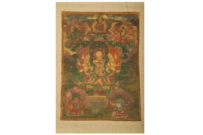 Lot 396 - A TIBETAN THANGKA OF MANJUSRI.
