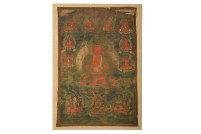 Lot 395 - A TIBETAN THANGKA OF AMITAUYS.