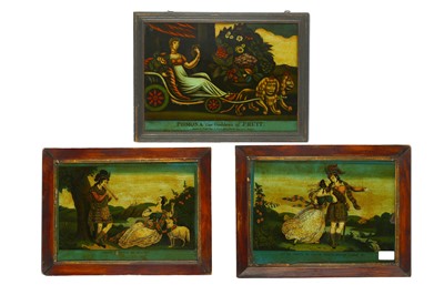 Lot 74 - A George III reverse painted glass...