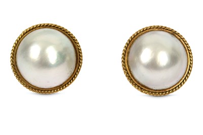 Lot 198 - A pair of mabé cultured pearl earrings, each...