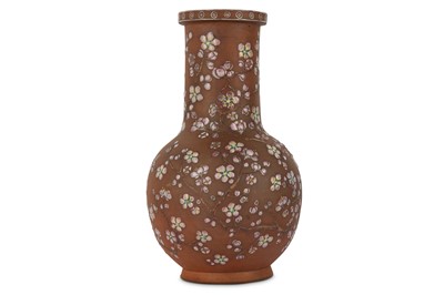 Lot 16 - A CHINESE YIXING ZISHA 'PRUNUS' VASE.