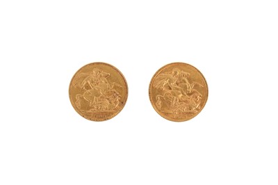 Lot 186 - 2 FULL SOVEREIGN COINS. 1900, Queen Victoria...