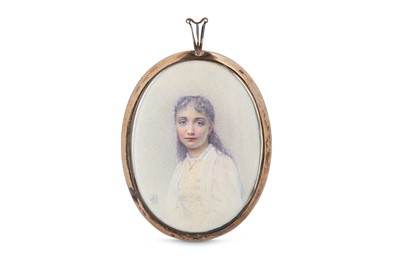 Lot 157 - E M (BRITISH circa 1910) Portrait miniature of...