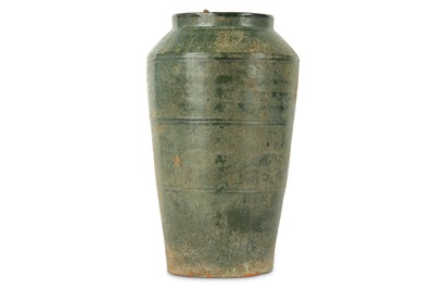 Lot 224 - A CHINESE GREEN-GLAZED JAR.