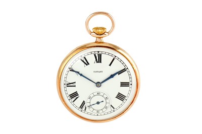 Lot 179 - TIFFANY. A 9K YELLOW GOLD OPEN FACE POCKET...
