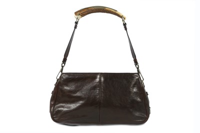 Lot 265 - Yves Saint Laurent Brown Mombasa Horn Shoulder Bag