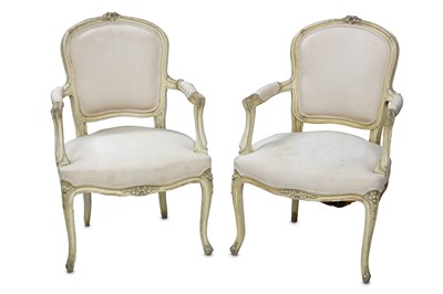 Lot 282 - A pair of late 19th Century French fauteils,...