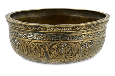 Lot 82 - A VENETO-SARACENIC SILVER-INLAID BRASS BOWL