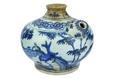 Lot 295 - A BLUE AND WHITE POTTERY QALYAN BASE (WATER PIPE)