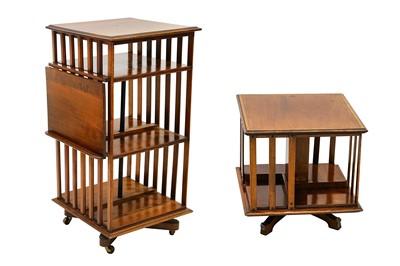 Lot 390 - An Edwardian walnut revolving bookcase, of...