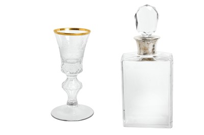 Lot 402 - A large antique continental glass engraved...