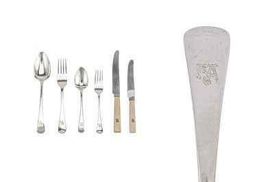 Lot 322 - A harlequin or assembled Georgian sterling silver table service of flatware, various dates and makers