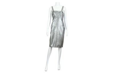 Lot 70 - Chanel Silver Lambskin Leather Dress - size 42