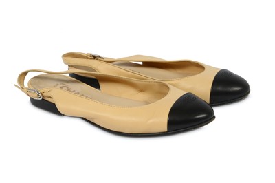 Lot 232 - Chanel Two-Tone Slingback Flats - size 37