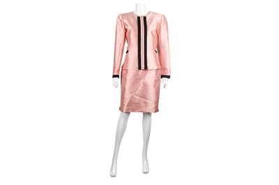 Lot 54 - Valentino Boutique Pink Silk Skirt Suit - size 10