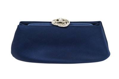 Lot 290 - Chanel Blue Satin Camellia Crystal Clasp Clutch