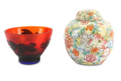 Lot 232 - A Chinese famille rose porcelain jar and cover,...