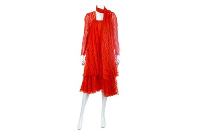 Lot 29 - Christian Dior Boutique Red Silk Chiffon Ensemble