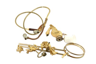 Lot 218 - A pair of cast brass swan design bathroom...
