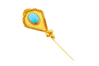 Lot 15 - A stickpin, the kite-shaped plaque of hammered...