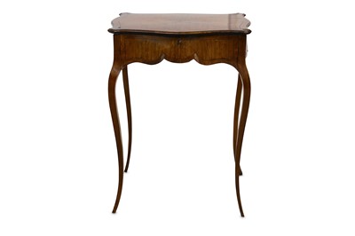 Lot 315 - A French work table of cartouche form, with a...