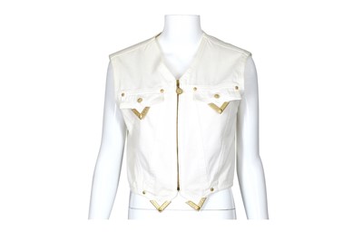 Lot 140 - Versace Jeans Couture White Denim Waistcoat - size L