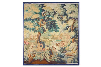 Lot 74 - A 19TH CENTURY VERDURE TAPESTRY DEPICTING A...