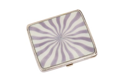 Lot 207 - An early 20th century German 900 standard silver and guilloche enamel cigarette case, probably Pforzheim circa 1920