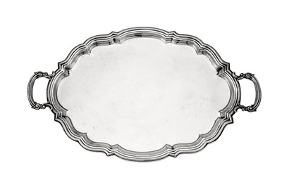 Lot 255 - A late 19th / early 20th century Italian unmarked silver twin handled tray circa 1900