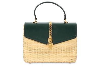Lot 163 - Gucci Sylvie Wicker and Leather Top Handle Bag
