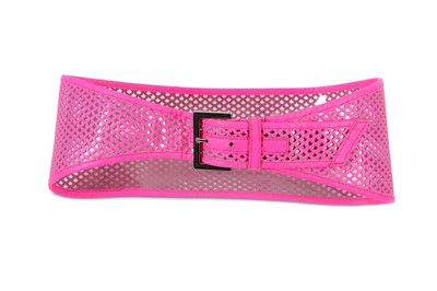 Lot 342 - Fendi Pink Leather Perforated Waist Belt - size 75