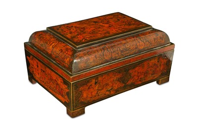 Lot 140 - A LARGE QAJAR LACQUERED PAPIER-MÂCHÉ CASKET