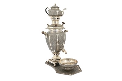 Lot 165 - A MINIATURE IRANIAN SILVER SAMOVAR