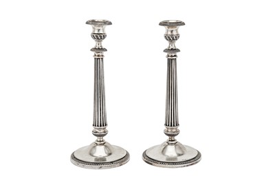 Lot 400 - A pair of mid-20th century Italian 800 standard silver candlesticks, Brescia 1944-68 by Ugo Branca & Antonio Petruzzi (est. 1935)