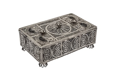 Lot 409 - A mid - 20th century Sudanese silver filigree casket, circa 1950